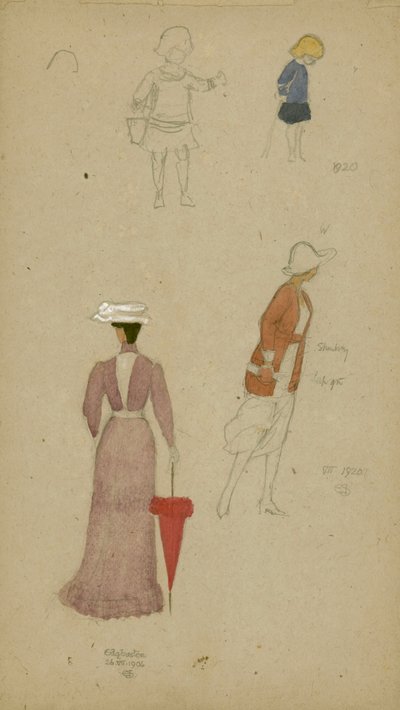 Study of Women with Hats and Child by Joseph Edward Southall